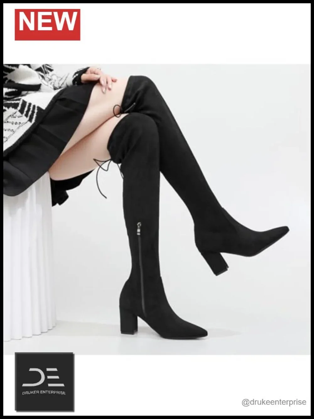 Women's Over-Knee Stretchy Block Heel Boots Pull-On